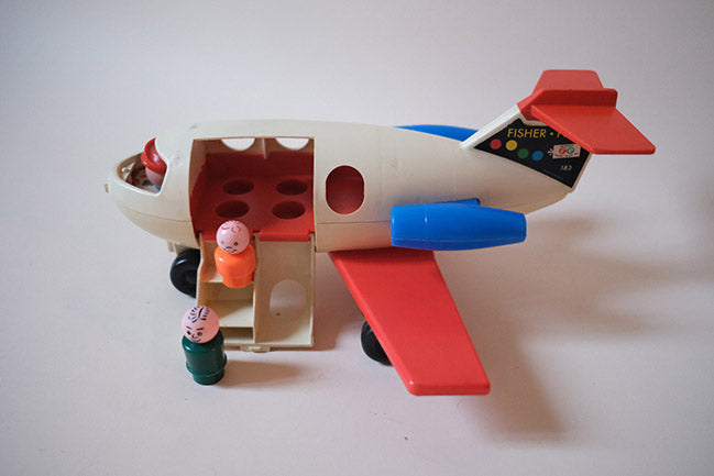 Avion Vintage avec Pilote & 2 personnages - années 70 - FISHER PRICE